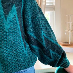 Teal & black sweater